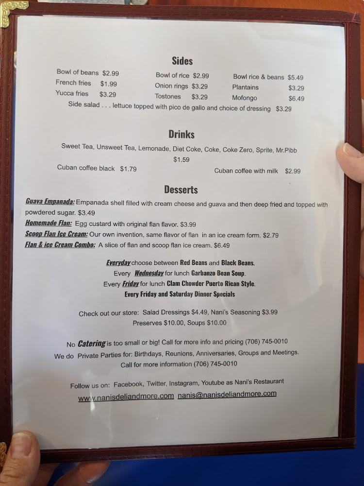 Nani's Restaurant Menu image 3